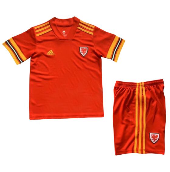 Kids Wales Euro 2020 Home Soccer Shirt With Shorts